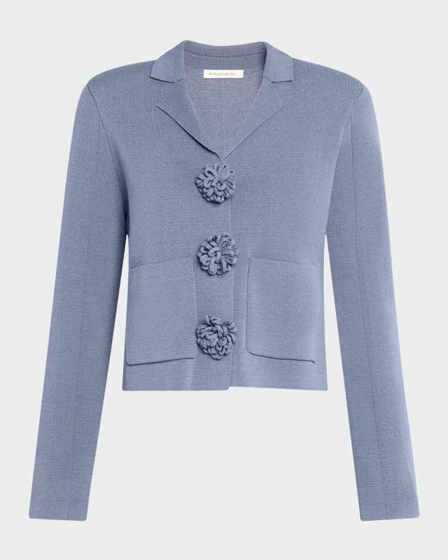Rosa Cropped Floral Applique Cardigan
